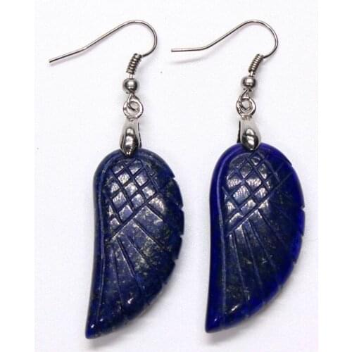 100-Unique 1 Pair Silver Plated Angel Wing Dangle Earrings Elegant Womens Earring Lapis Lazuli Jewelry