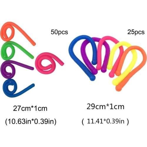 25/50pcs Pack TPR Elastic Noodle Rope Vent Toy Abreaction Stretch String