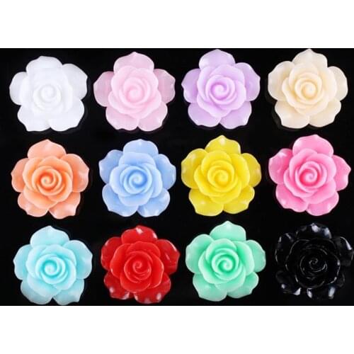 30pcs/bag Mini flatback Resin Cabochons Rose flower for Scrapbooking Cameo Craft DIY Phone Nails Decals Decor ornaments