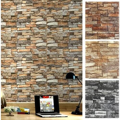 3D Three-Dimensional Brick Pattern Self-Adhesive Waterproof Living Room Wall Sticker 35X38Cm Home Decoration Sticker