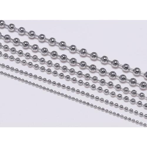 5 m/lot Stainless steel Metal Ball Bead Chains For DIY Necklaces Jewelry Making Findings Accessories Dia 1.2 1.5 2.0 2.4 3.0mm