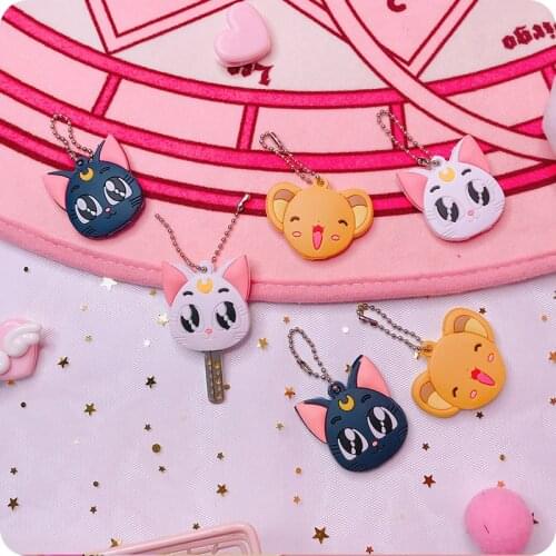 Anime magic card girl yingluna cat silicone key case cute cat key pendant Cosplay props