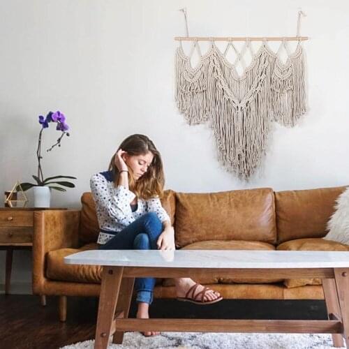 Boho Decor Style Tapestry Macrame Hand Knitting Cotton And Linen Living Room Background Wall Hanging Chic Ornaments