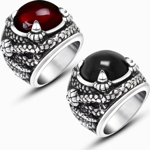 Big Black Red Stone Ring Snake Totem Pattern 316L Stainless Steel Rings For Women Men 2020 Luxury Jewelry Gift Engagement Ring