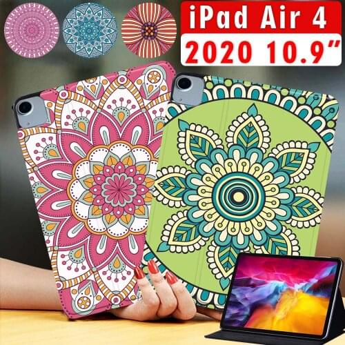 For Apple IPad Air 4 2020 10.9 Inch - Tablet Case Mandala Pattern PU Leather Tablet Stand Folio Cover Case + Free Stylus