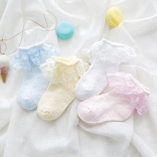 3 Pairs Children Lace Socks Girls Cotton Spring Autumn Summer Mesh Princess Short Dance Socks Thin Kids Toddlers Socks