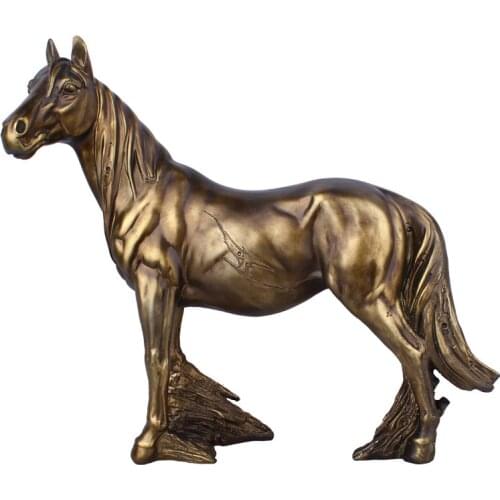 EUROPEAN BRONZE HORSE MINIATURE MODEL HOME DECORATION FIGURINES CREATIVE ANIMAL STATUE LIVING ROOM DECORATION RESIN ORNAMENTS