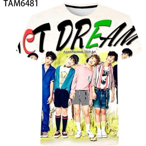 South Korea NCT Group Summer New Mens Womens Short Sleeve T-Shirt 3D Youth Leisure Fashion Childrens Hip Hop Oversized Top