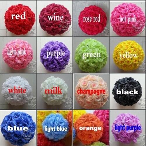 8"/20 CM Artificial Rose Silk Flower Kissing Balls White Flowers Ball For Christmas Ornaments Wedding Party Decoration 16 Color