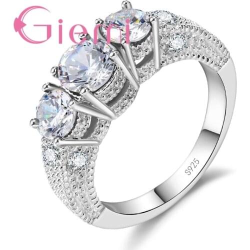 Classic Round Finger Rings Female Engagement Anel 925 Sterling Silver Zircon Wedding Jewelry for Women Anillos Bijoux Gift