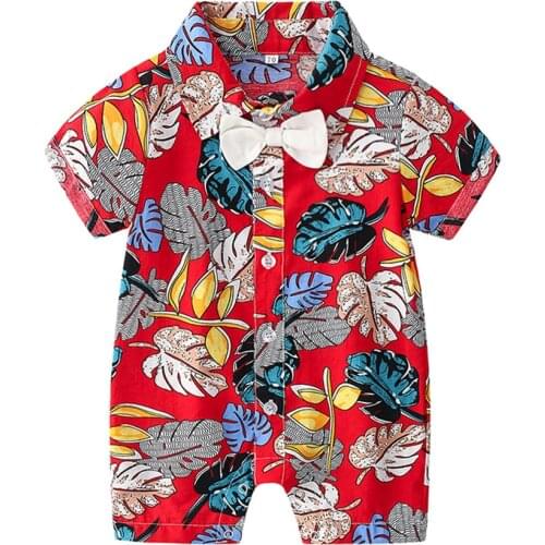 Newborn Baby Boy Rompers Summer Breathable Cotton Holiday Beach Clothing Printed One Piece Jumpsuit for Toddler Baby Boy Outfits