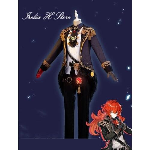 New Game Cosplays Genshin Impact Diluc Cosplay Costume for man coat pants shirt