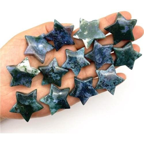 Beautiful Natural Moss Agate Quartz Crystals Star Shaped Stone Healing DIY Gemstone Decoration Natural Quartz Crystals