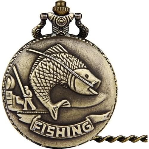 Quartz Fob Pocket Watch With Pendant Clock Bronze Tone for Women Men Copper Watch Round Dial Pocket Watch