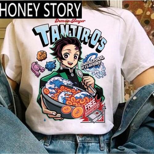 Hot Japanese Anime Demon Slayer Kimetsu No Yaiba T Shirt Women Kawaii Demon Slayer Tshirt Tanjirou Kamado Graphic Tees Female
