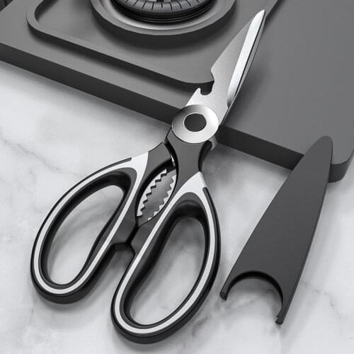 Multifunctional Kitchen Scissors Cutting Knife Plate Stainless Steel Kitchen Meat Cutting Scissors Chicken Bone Opening Bottle