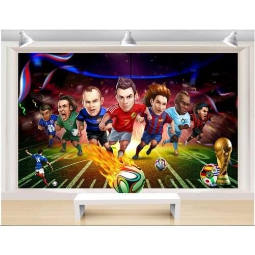 Custom photo mural 3d wallpaper Cartoon football match character collection living room home improvement wallpaper for wall 3d