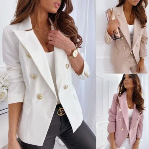New Womens Spring and Autumn Dress Small Suit Double-Breasted Temperament Commuter Waist Waist Top