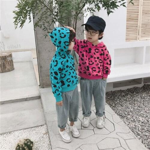 2 3 4 5 6 7 Years Girls Hoodies Korean Cartoon Leopard Long Sleeve Sweatshirts for Boys Kids Clothing Autumn 2019 Child Pullover