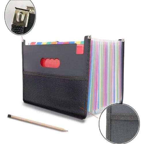 24 Pockets Expanding File Folder Filing Box with Unique Mesh Bag Design Plastic Expandable File Organizer