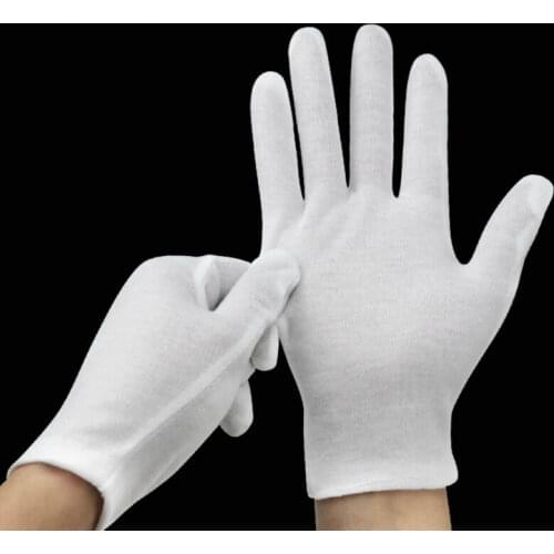 6 Pairs White Cotton Gloves Soft Thin Jewelry Silver Inspection Work Handling