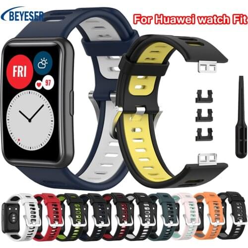 Two Color Silicone Strap For Huawei Watch Fit sport watchband Replacement Wristband Bracelet New
