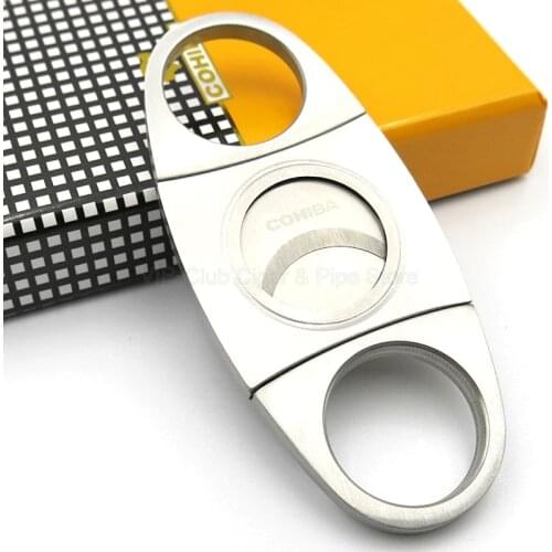 COHIBA Stainless Steel Cigar Cutter Sharp Blade Zigarren Cutter Metal Cigar Knife Guillotina With Gift Box Smoking Tool