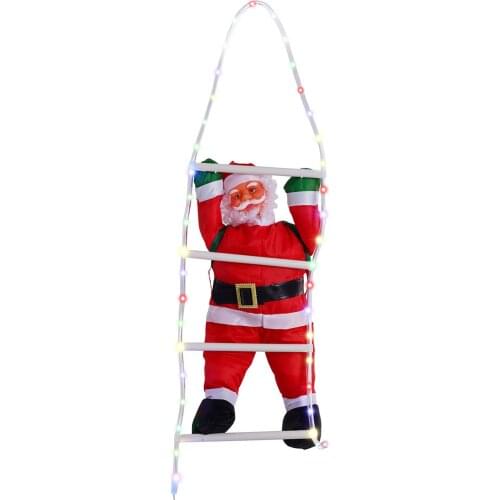 2021 Indoor Outdoor Christmas Decoration Climbing The Ladder Christmas Man Remote Flashing Window Pendant Clever
