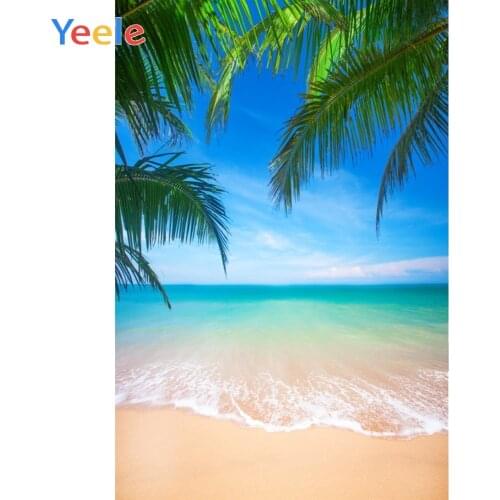 Yeele Tropical Scenic Photograph Backdrops Blue Sky Beach Palm Trees Children Party Photographic Backgrounds For Photo Studio