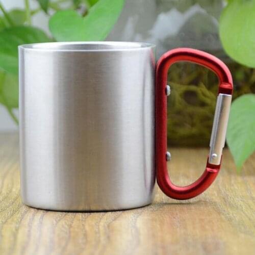 300ml/10oz Camping Mug Carabiner Lock Metal Outdoor Backpacking Travel Cups Beer Coffee For Climbing