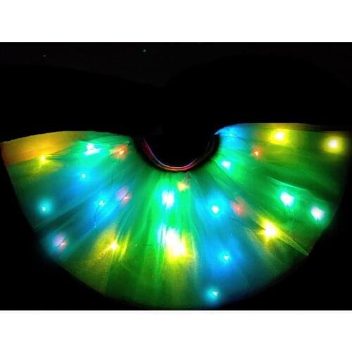 Green rainbow LED Skirt Dance Clothes Ballet Fashion mini Sexy Black Swan Mesh Costume Dance led Skirt evening wear tutu skirt
