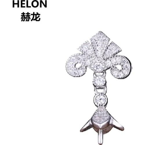 925 Sterling Silver Women Pendant CZ 9-13mm Pearl or Round Bead Semi Mount Pendant Setting Wholesale