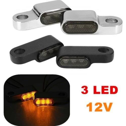 2x 12V 3 LED Motorcycle Turn Signal Indicator Lights Handlebar Amber Blinker Signal Lamps Aluminum Alloy Waterproof Universal