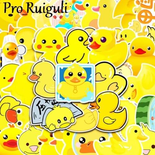 50pcs Yellow Duck Cartoon Children Stickers Skateboard Guitar Suitcase Girls Waterproof scrapbooking Sticker Kids Graffiti Toys
