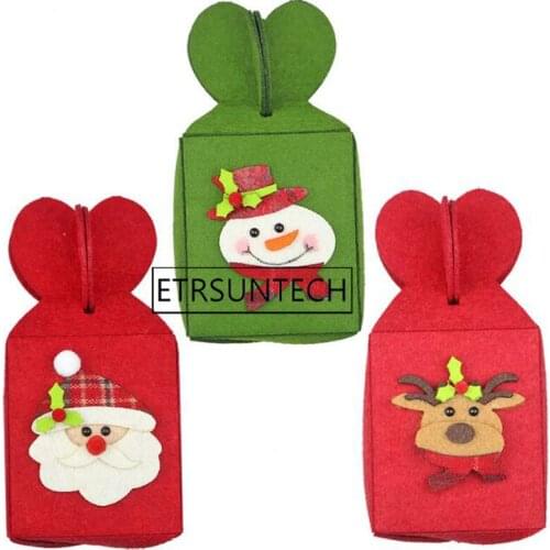 60pcs Chrismas Snowman Apple Fruit Candy Bags Doll Gifts Christmas Eve Non-woven Hand-made Fabric DIY Kit