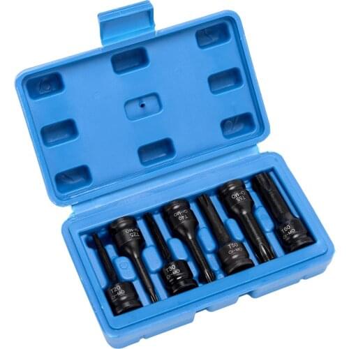 7Pcs/Set 3/8" Drive Impact Spline Bit Socket Set CR-MO Torx Head T20 T25 T30 T40 T50 T55 T60 for fit Manual Pneumatic Wrenches