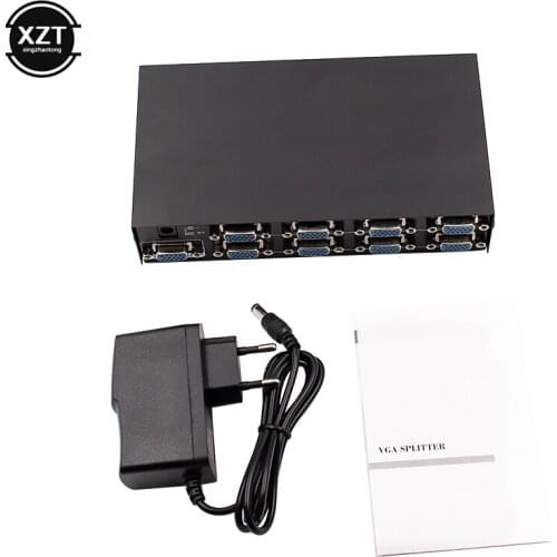 8 Port VGA Splitter 150mhz PC to 8 VGA Monitor TV Video Splitter 8Port VGA Splitter support 1600*1280