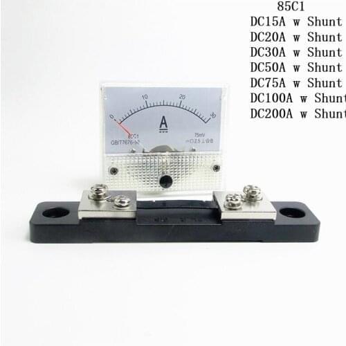 85C1 DC 75A / 100A / 200A With External Shunt Resistor Analog Amp Panel Meter Current Ammeter Mechanical Pointer Gauge