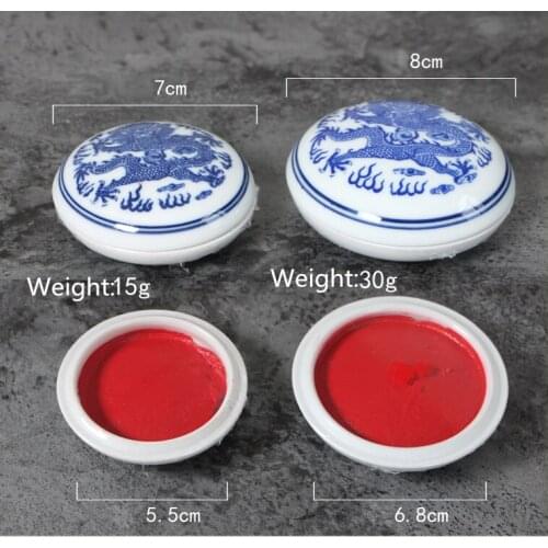 Eight treasures seal Inkpad calligraphy mud printing four treasures Weight 15g 30g blue white porcelain clay box Ink Pad