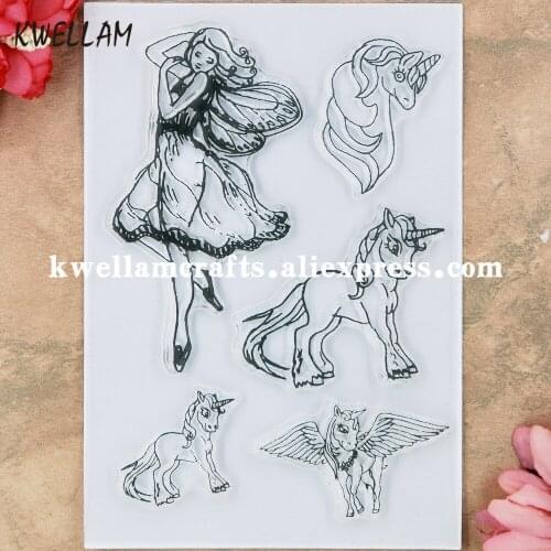 Girl Unicorn Scrapbook photo cards rubber stamp clear stamp transparent stamp 9052257