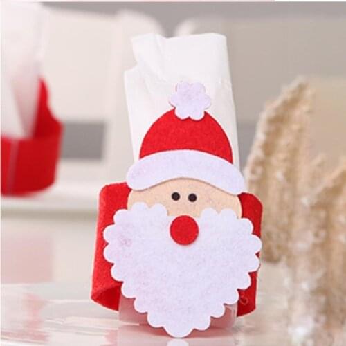 4Pcs Christmas Napkin Rings Santa Claus Three-dimensional Nonwoven Buckle Holder Home Gatherings Hotel Table Scene Decoration