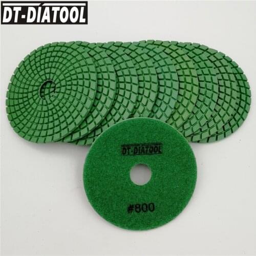 DT-DIATOOL 10pcs #800 Diamond flexible Polishing Pads Wet Grinding Disc for Granite Marble Concrete