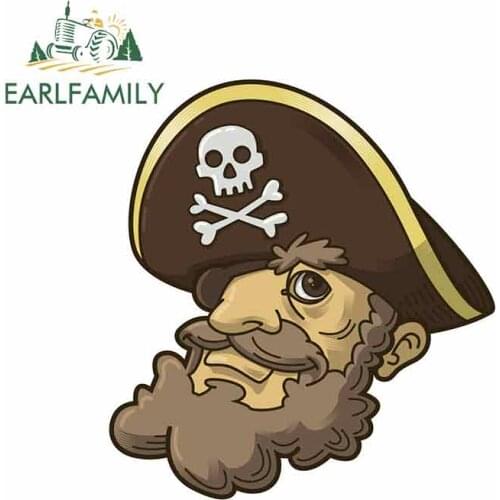 EARLFAMILY 13cm x 12.2cm Pirate Anime Car Stickers and Decals Vinyl JDM Helmet Motorcycle Sunscreen Bumper Trunkb Truck Graphics