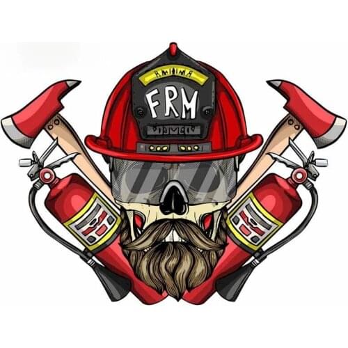 S50324#13/15/17CM Personality PVC Decal Cool Fireman Skull Car Sticker on Motorcycle Laptop Decorative Accessories