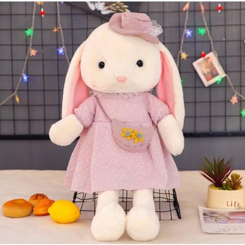 Kawaii Rabbits with Small Hats Plush Animals Toys Stuffed Bunny Soft Baby Kids Sleep Accompany Sleep Pillow Doll Birthday Gifts