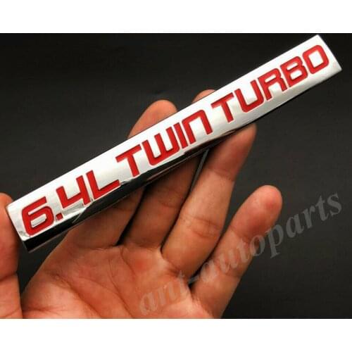 Metal Chrome Red 6.4L Twin Turbo Engine Car Trunk Emblem Badge Decals Sticker