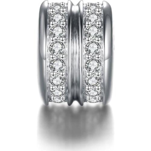 Fashion Charm Beads Fit For Bracelets DIY Making Necklace Charm Zircon CZ Gift Double Circle Shaped