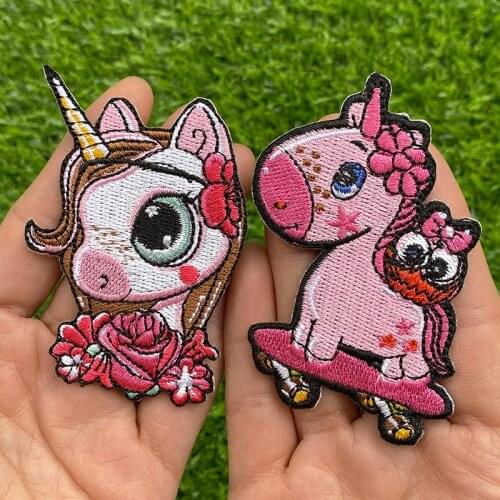 Prajna Cartoon Unicorn Embroiderd Patches for Kids T Shirt Clothes Iron On Patches For Clothing Animal Patch Sticker Applique