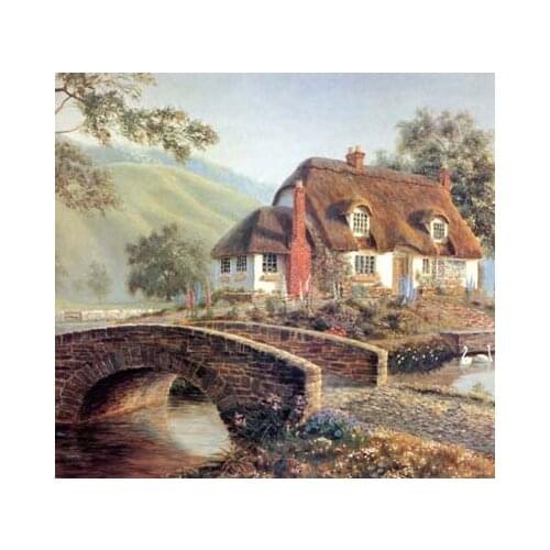 Cross Stitch Kit Scenic Painting Forest hut bridge Crafts Art Needlework 14CT Unprinted Embroidered Handmade Wall Home Decor
