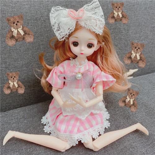New 30CM Bjd Doll for Girl Joints Doll with Fashion Dress DIY Doll Dress Up Gifts for Girl Toy Christmas Gifts
